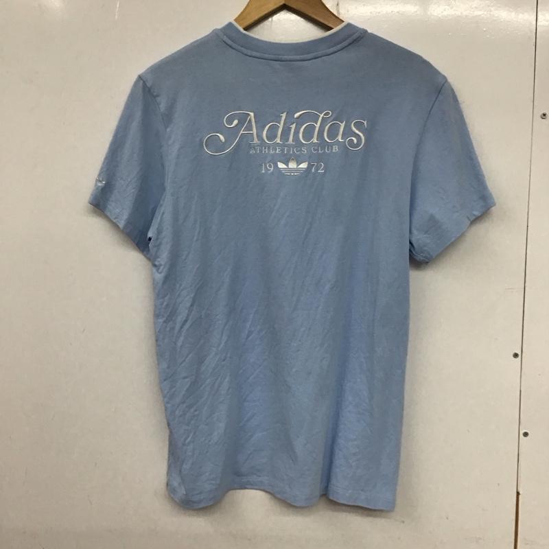 アディダス adidas Tシャツ 半袖 半袖カットソー プリントTシャツ クルーネックカットソー ロゴ、文字 水色 / ライトブルー /  メンズ USED 古着 中古 10133708