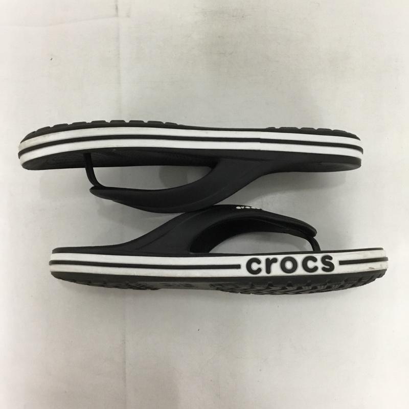 クロックス crocs サンダル サンダル ビーチサンダル トングサンダル M7 W9 ロゴ、文字 黒 / ブラック /  メンズ USED 古着 中古 10150214