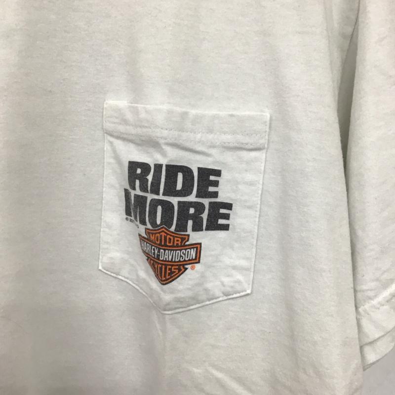 ハーレーダビッドソン Harley-Davidson Tシャツ 半袖 半袖カットソー プリントTシャツ クルーネックカットソー ロゴ、文字 白 / ホワイト /  メンズ USED 古着 中古 10151158