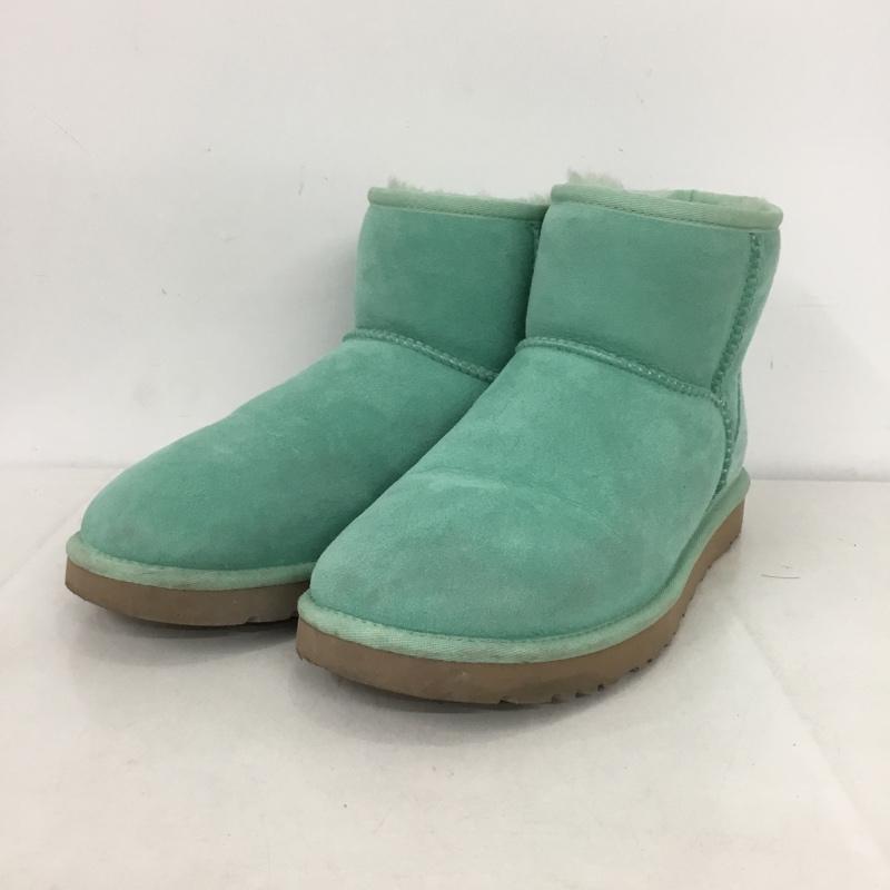 アグ UGG ブーツ ショートブーツ 5854 クラシックミニ ムートン 24cm 24.0cm ロゴ、文字 薄緑 / ライトグリーン /  レディース USED 古着 中古 10144423