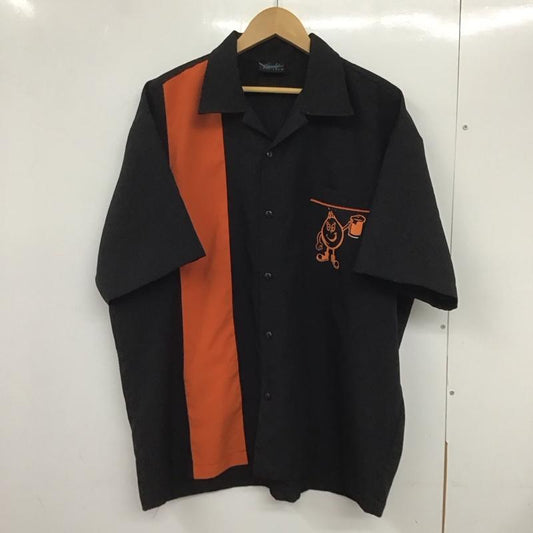 古着 USED シャツ、ブラウス 半袖 半袖シャツ プリントシャツ ポケットシャツ 古着 steady XL プリント 黒 / ブラック / X 橙 / オレンジ /  メンズ USED 古着 中古 10132591