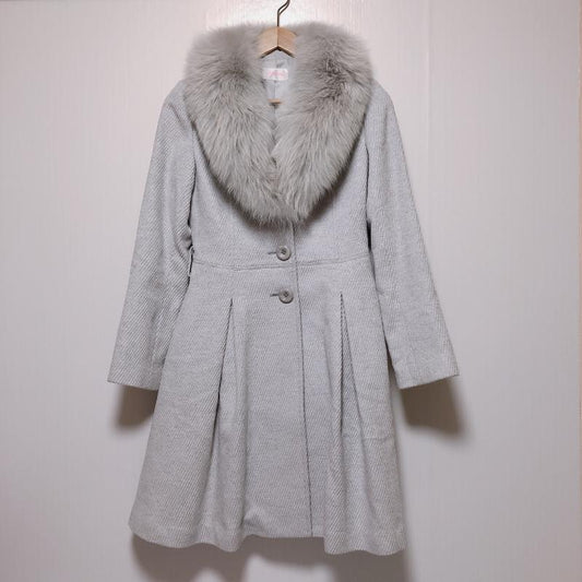 エルディープライム LD prime コート コート一般 フォックスファー取り外し可能 38 無地 灰 / グレー /  レディース USED 古着 中古 10010138