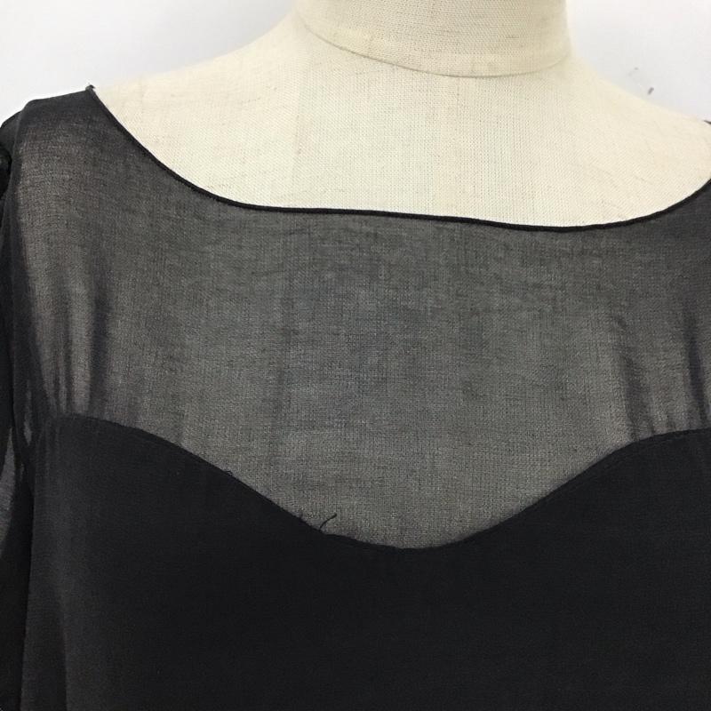 レイビームス Ray BEAMS ワンピース ひざ丈スカート 6326-1453-2747 半袖 シアー 無地 黒 / ブラック /  レディース USED 古着 中古 10115499