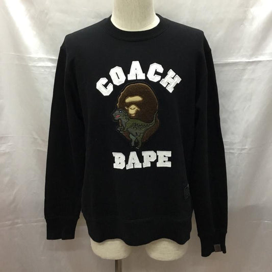 ベイプ BAPE トレーナー 長袖 001swg231902x スウェット 長袖トレーナー COACH コラボ クルーネックスウェット L ロゴ、文字 黒 / ブラック /  メンズ USED 古着 中古 10109437