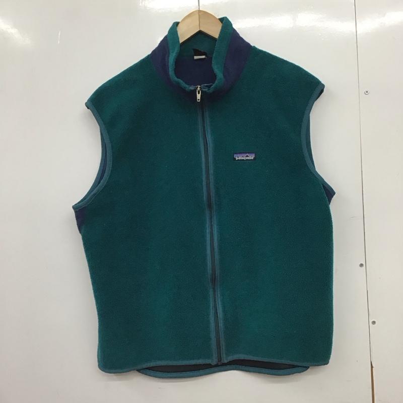 パタゴニア patagonia ベスト ベスト ジップアップベスト フリースベスト ノースリーブ スタンドカラー L ロゴ、文字 緑 / グリーン /  メンズ USED 古着 中古 10149596