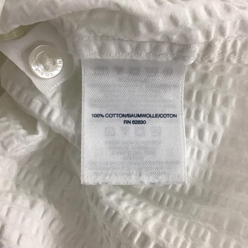 ランズエンド LANDS END シャツ、ブラウス 半袖 半袖シャツ 白シャツ ボタンダウンシャツ L ストライプ 白 / ホワイト /  メンズ USED 古着 中古 10135489
