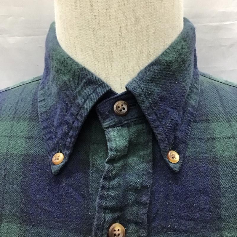 ブルックスブラザーズ BROOKS BROTHERS シャツ、ブラウス 長袖 ボタンダウン コットン M チェック 紺 / ネイビー / X カーキ / カーキ /  メンズ USED 古着 中古 10118384