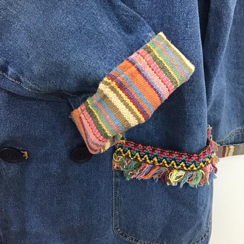 チチカカ TITICACA ジャケット、上着 ジャケット、ブレザー GSYBA001 デニムコート ロング丈 フリンジ FREE 刺繍 青 / ブルー /  レディース USED 古着 中古 10112575