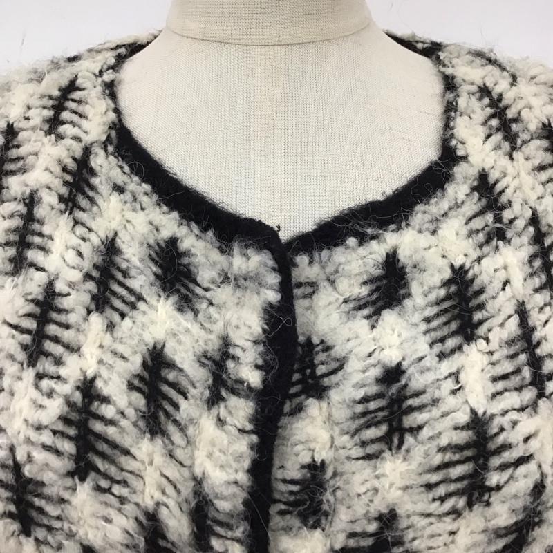 アルマーニジーンズ ARMANI JEANS カーディガン 長袖 ロング丈 ニットワンピース 36  白 / ホワイト / X 黒 / ブラック /  レディース USED 古着 中古 10122640