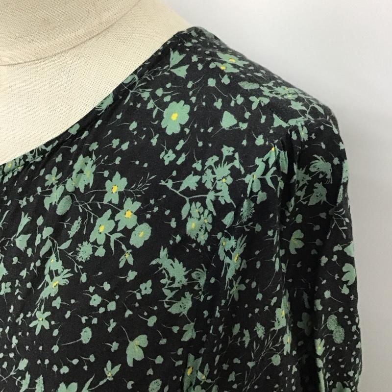ザラ ZARA ワンピース ロングスカート 4479 243 800 ノーカラー 長袖 ティアード XS 花柄 黒 / ブラック /  レディース USED 古着 中古 10114465