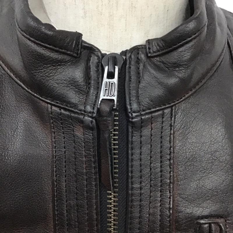ハーレーダビッドソン Harley-Davidson ジャケット、上着 ジャンパー、ブルゾン レザージャケット ジップアップジャケット ジャンパー アウター 古着 ヴィンテージ XXL 無地 茶 / ブラウン /  メンズ USED 古着 中古 10106774