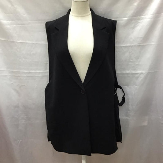 ザラ ZARA ベスト ベスト ロングベスト サイドスリット 前開き S 無地 黒 / ブラック /  レディース USED 古着 中古 10117981