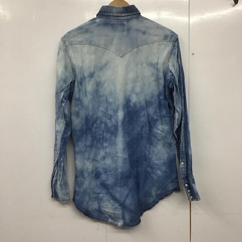 ラングラー Wrangler シャツ、ブラウス 長袖 長袖シャツ 無地シャツ カラーシャツ デニムシャツ 80s 90s ロゴ、文字 インディゴ / インディゴ /  メンズ USED 古着 中古 10141884
