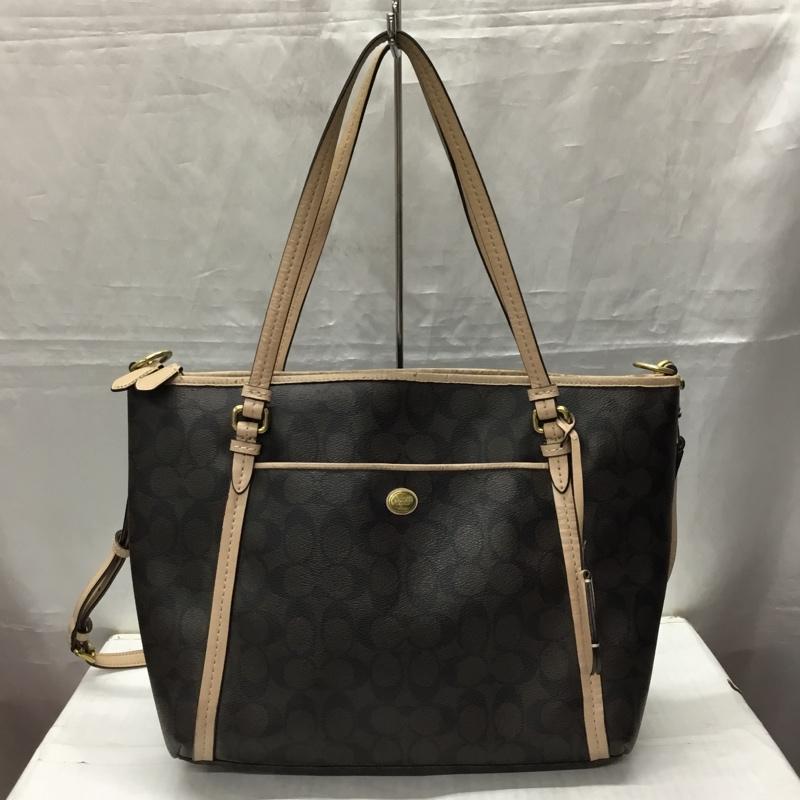 コーチ COACH トートバッグ トートバッグ F26186 ペイトン シグネチャー 2way ショルダー 総柄 ダークブラウン / ダークブラウン /  レディース USED 古着 中古 10115585