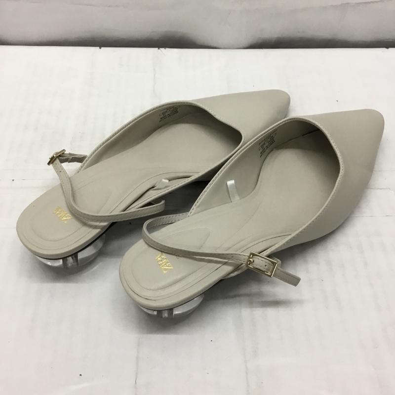 ザラ ZARA ミュール ミュール 3223 310 002 ポインテッドトゥ EU37 無地 グレージュ / グレージュ /  レディース USED 古着 中古 10119091
