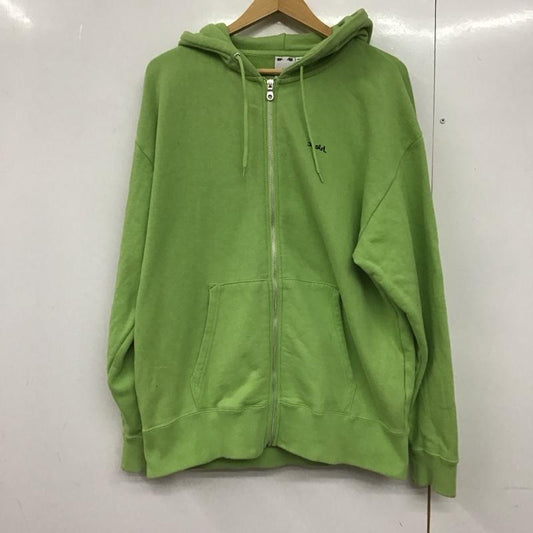 エックスガール X-girl パーカー 長袖 105201012004 BOX LOGO ZIP SWEAT HOODIE バックロゴ フルジップ M ロゴ、文字 黄緑 / イエローグリーン /  レディース USED 古着 中古 10143786