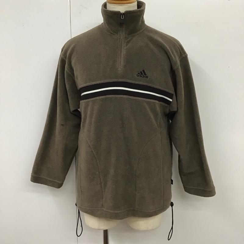 アディダス adidas ジャケット、上着 ジャケット、ブレザー 長袖フリースジャケット カジュアルジャケット ジップネックジャケット S ロゴ、文字 茶 / ブラウン /  メンズ USED 古着 中古 10120013