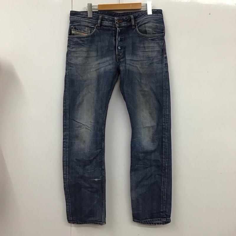 ディーゼル DIESEL パンツ デニム、ジーンズ デニムパンツ ストレートパンツ ワイドパンツ カジュアルパンツ 32インチ ダメージ加工 インディゴ / インディゴ /  メンズ USED 古着 中古 10122035