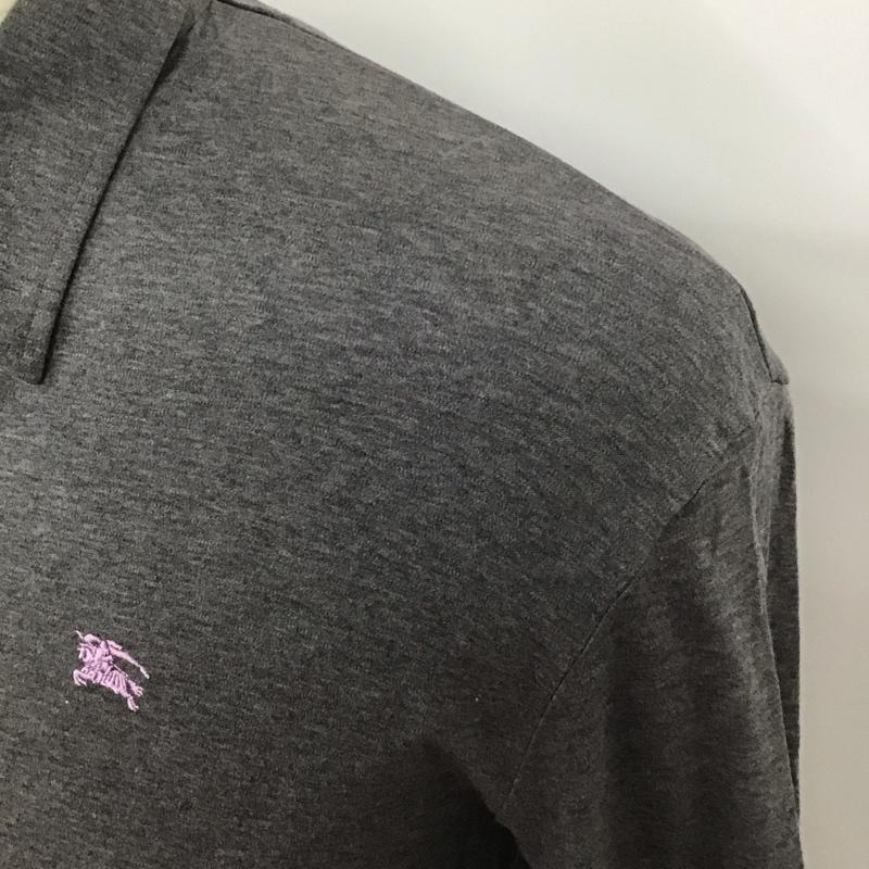 バーバリーブラックレーベル BURBERRY BLACK LABEL ポロシャツ 長袖 長袖ポロシャツ カラーシャツ ロングスリーブカットソー 3 ロゴ、文字 灰 / グレー /  メンズ USED 古着 中古 10113117