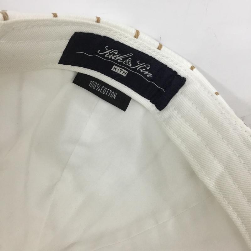 キス KITH 帽子 キャップ CLASSIC SCRIPT PINSTRIPE CAP ストライプ ロゴ、文字 白 / ホワイト / X ベージュ / ベージュ /  メンズ USED 古着 中古 10124402