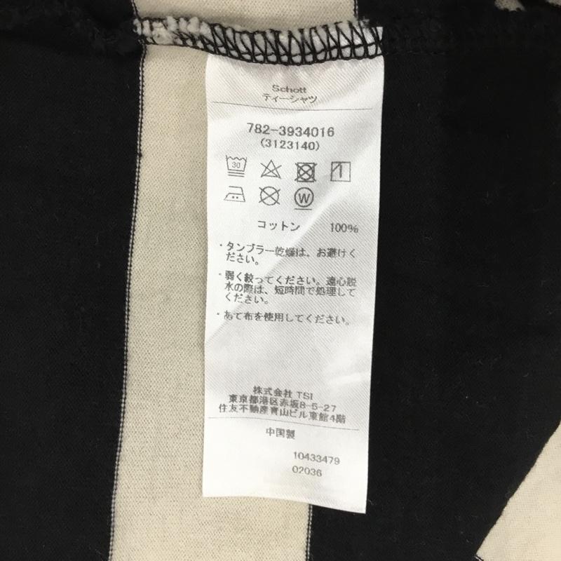 ショット schott Tシャツ 半袖 半袖Tシャツ プリントTシャツ 半袖カットソー XL ボーダー柄 白 / ホワイト / X 黒 / ブラック /  メンズ USED 古着 中古 10120455