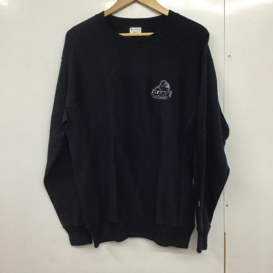 チャンピオン Campion トレーナー 長袖 長袖トレーナー スウェット クルーネック プルオーバー XLARGE S ロゴ、文字 紺 / ネイビー /  メンズ USED 古着 中古 10142349