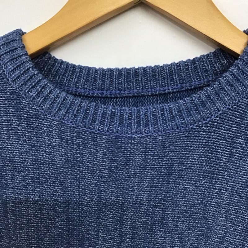 ビームス BEAMS ニット、セーター 長袖 長袖ニットカットソー クルーネック セーター XL 無地 青 / ブルー /  メンズ USED 古着 中古 10144574