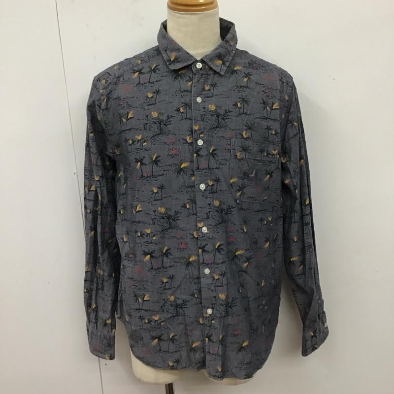 ノーティカ NAUTICA シャツ、ブラウス 長袖 長袖シャツ プリントシャツ カラーシャツ XL プリント 灰 / グレー /  メンズ USED 古着 中古 10125066