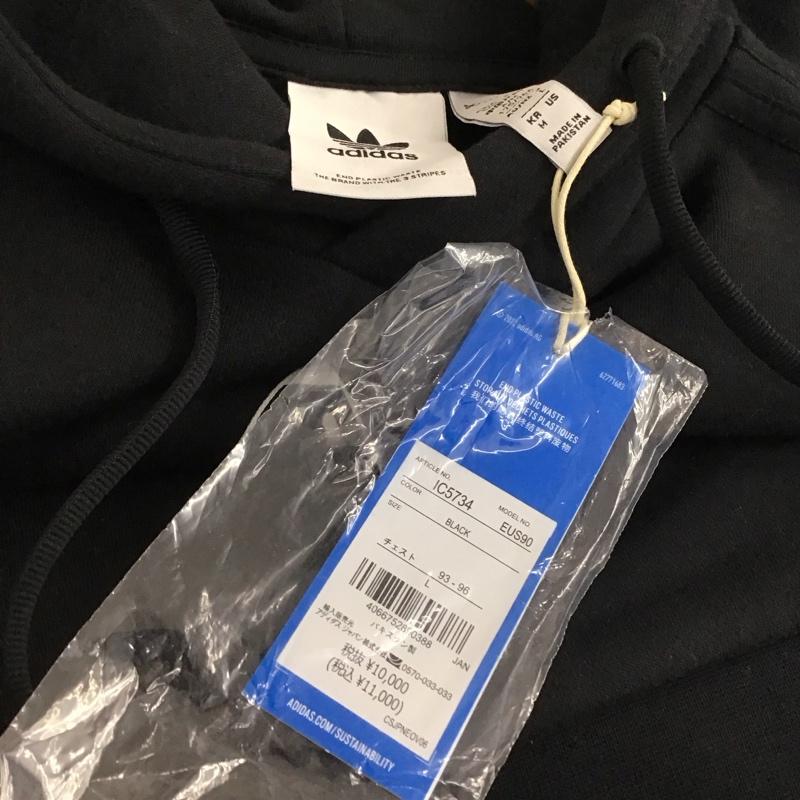 アディダス adidas パーカー 長袖 長袖パーカー プルオーバーパーカー スウェット L ロゴ、文字 黒 / ブラック /  メンズ USED 古着 中古 10145496