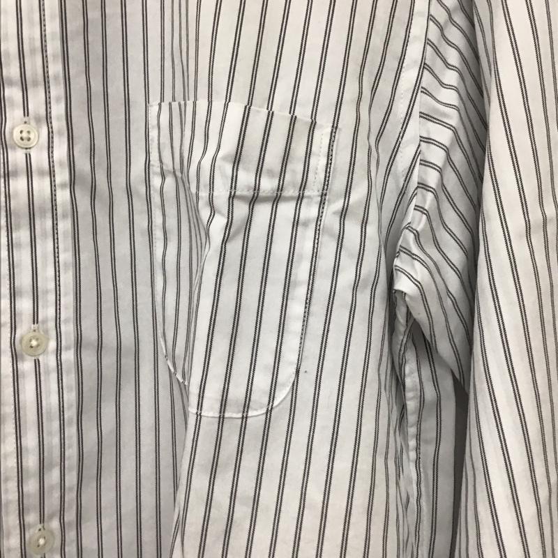 ユナイテッドアローズグリーンレーベルリラクシング UNITED ARROWS green label relaxing シャツ、ブラウス 長袖 長袖シャツ ストライプシャツ ノーカラーシャツ M ストライプ 白 / ホワイト /  メンズ USED 古着 中古 10150727