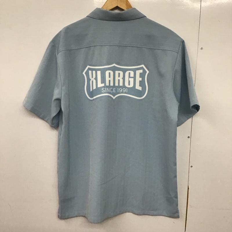 エクストララージ XLARGE シャツ、ブラウス 半袖 半袖シャツ ストライプシャツ ボーリングシャツ XL ストライプ 水色 / ライトブルー /  メンズ USED 古着 中古 10147805