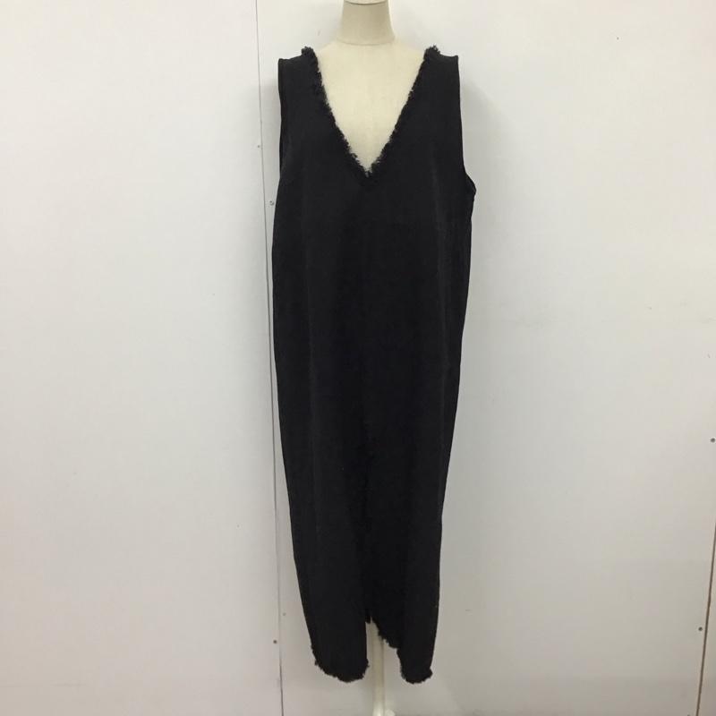 ザラ ZARA TRAFALUC ワンピース ロングスカート ノースリーブワンピース ロングワンピース タイトワンピース スリットスカート L 無地 黒 / ブラック /  レディース USED 古着 中古 10119050