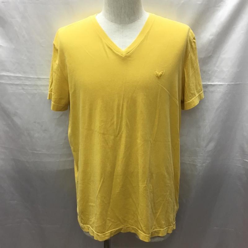 アメリカンイーグル AMERICANEAGLE Tシャツ 半袖 Vネック M ワンポイント 黄 / イエロー /  メンズ USED 古着 中古 10115516
