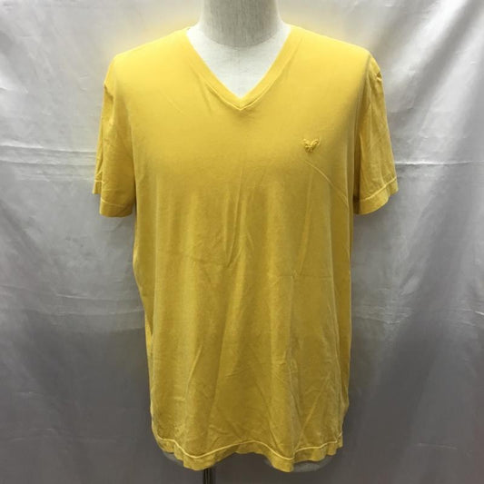 アメリカンイーグル AMERICANEAGLE Tシャツ 半袖 Vネック M ワンポイント 黄 / イエロー /  メンズ USED 古着 中古 10115516
