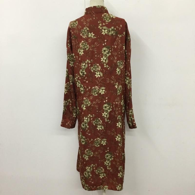 マウジー MOUSSY ワンピース ロングスカート 0109AS30-7530 SIDE SLIT LONG SHIRT 長袖 FREE 花柄 茶 / ブラウン /  レディース USED 古着 中古 10116075