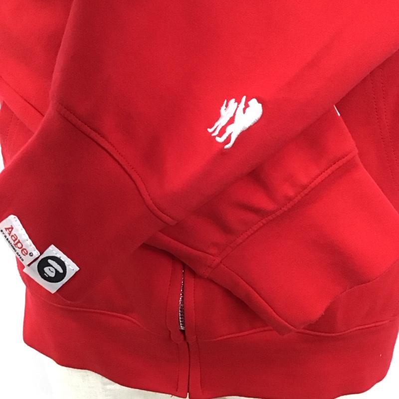 アベイシングエイプ A BATHING APE パーカー 長袖 長袖パーカー フード付きパーカー プリントスウェット ジップアップパーカー fila L ロゴ、文字 赤 / レッド /  メンズ USED 古着 中古 10122112