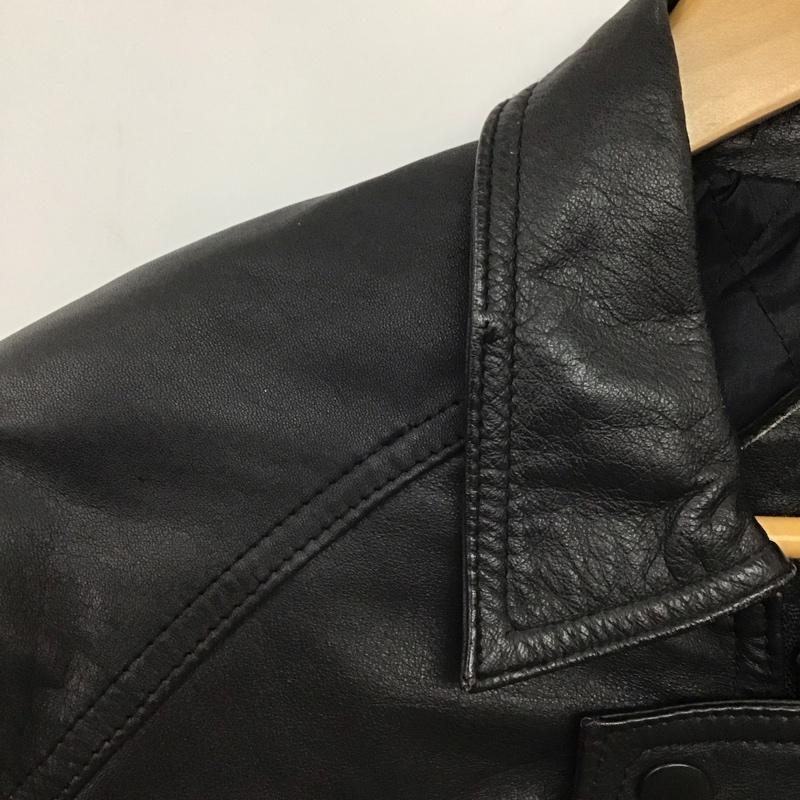 古着 USED ジャケット、上着 ライダース カウレザージャケット ジップアップジャケット カラージャケット FREE 無地 黒 / ブラック /  メンズ USED 古着 中古 10135830