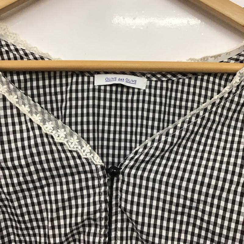 オリーブデオリーブ OLIVE des OLIVE シャツ、ブラウス 長袖 FREE チェック 白 / ホワイト / X 黒 / ブラック /  レディース USED 古着 中古 10131835