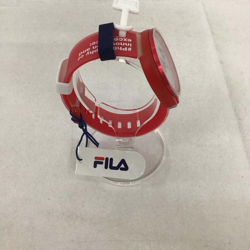 フィラ FILA 腕時計 アナログ（クォーツ式） 38-199 シリコンベルト 箱有 ロゴ、文字 赤 / レッド /  レディース USED 古着 中古 10134429
