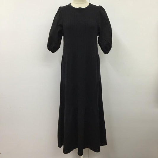ロペピクニック ROPE  PICNIC ワンピース ロングスカート gde-12300-a オーガニックコットン袖布帛ニットワンピース ロングワンピース 38 無地 黒 / ブラック /  レディース USED 古着 中古 10116415
