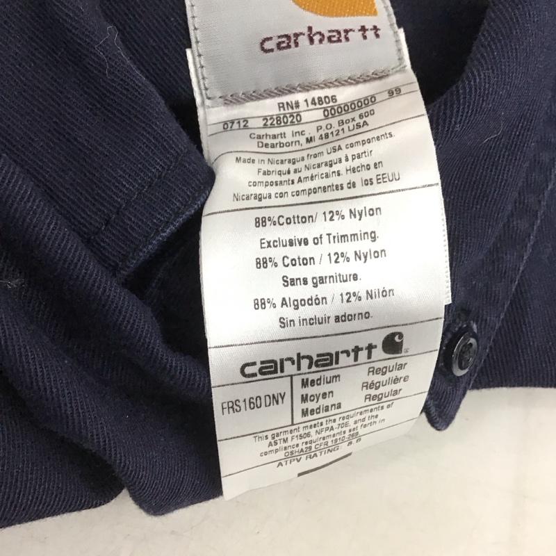 カーハート Carhartt シャツ、ブラウス 長袖 長袖シャツ 無地シャツ カラーシャツ ボタンダウンシャツ M ロゴ、文字 紺 / ネイビー /  メンズ USED 古着 中古 10148304