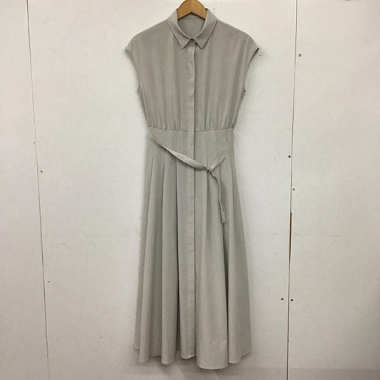 ナチュラルビューティーベーシック NATURAL BEAUTY BASIC ワンピース ひざ丈スカート 017-3140511 ノーブルフレンチシャツワンピース S 無地 灰 / グレー /  レディース USED 古着 中古 10137468