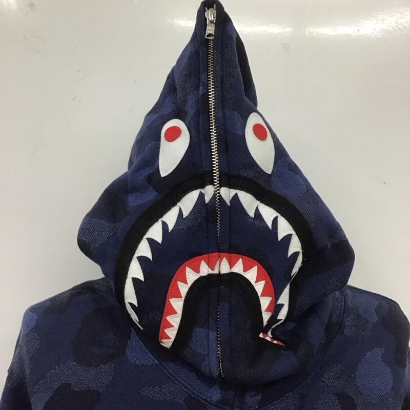 アベイシングエイプ A BATHING APE パーカー 長袖 長袖 総柄 青 / ブルー /  メンズ USED 古着 中古 10107413