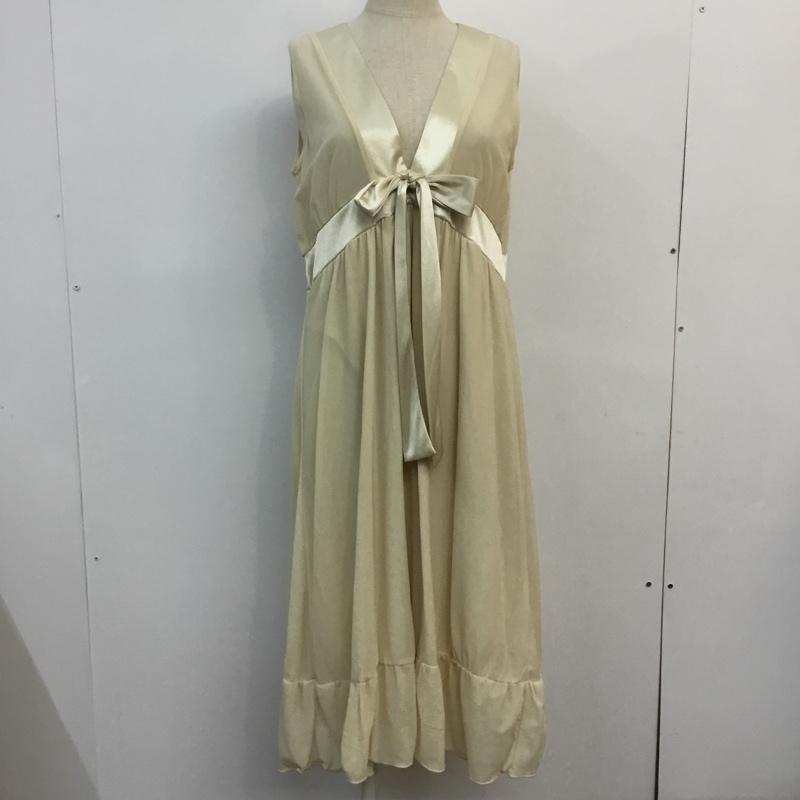 レイビームス Ray BEAMS ワンピース ひざ丈スカート ドレス シフォン リボン 無地 アイボリー / アイボリー /  レディース USED 古着 中古 10048296