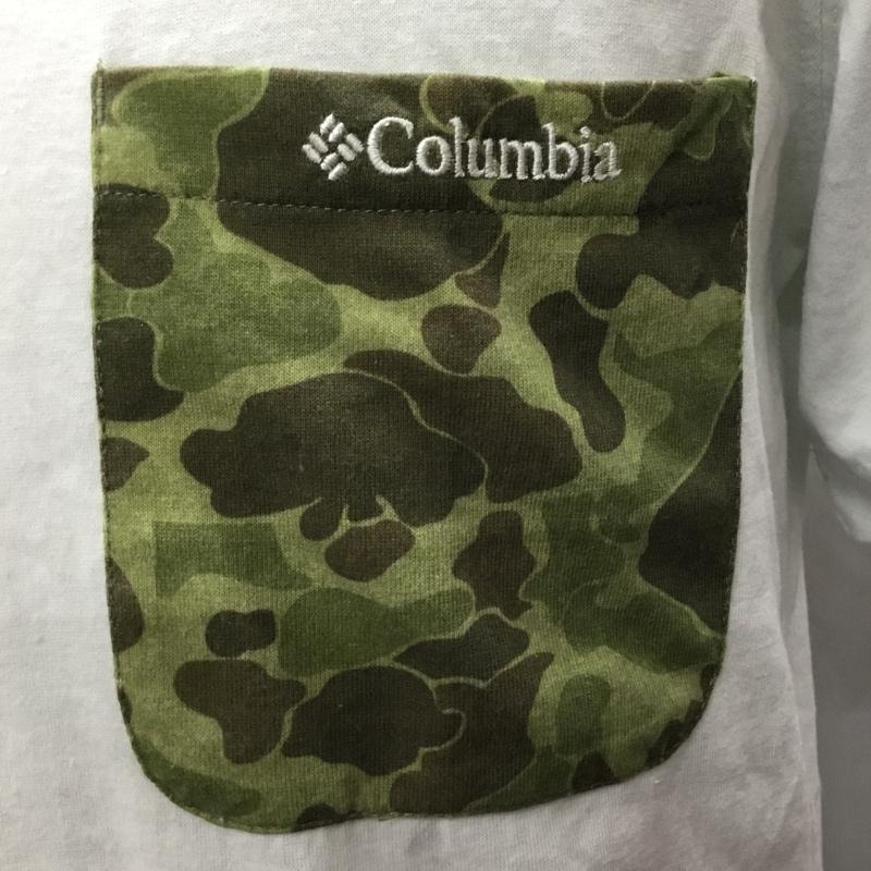コロンビア Columbia Tシャツ 半袖 半袖カットソー プリントTシャツ クルーネックカットソー S ロゴ、文字 白 / ホワイト /  メンズ USED 古着 中古 10114095