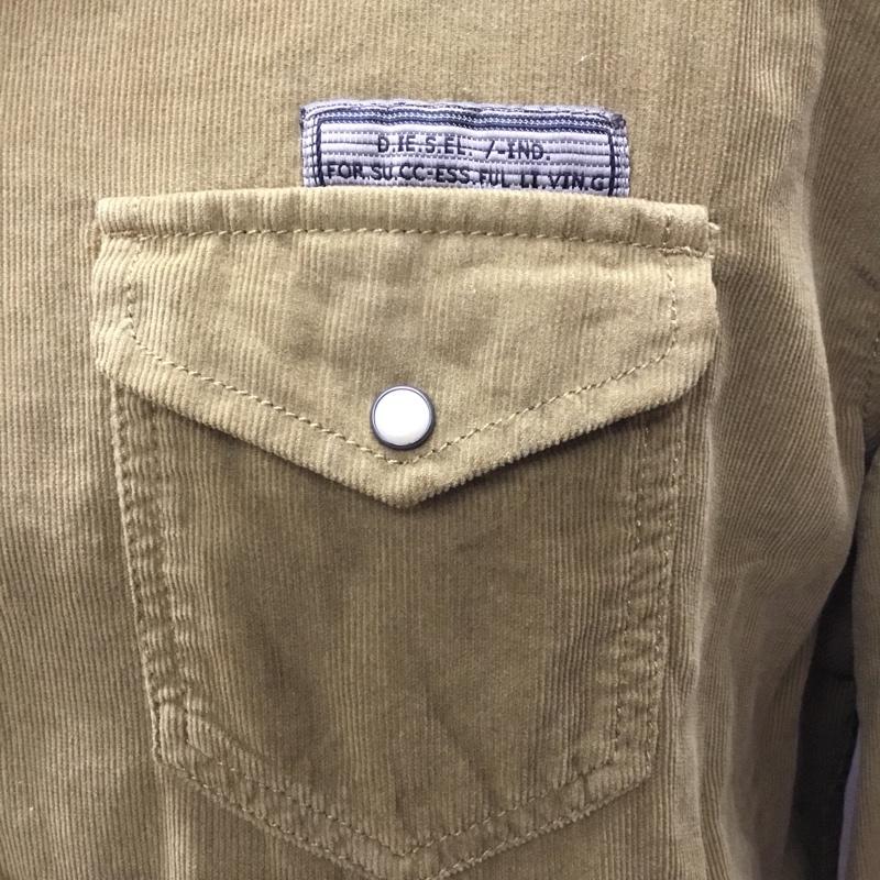 ディーゼル DIESEL シャツ、ブラウス 長袖 コーデュロイ ウエスタンシャツ L ワンポイント カーキ / カーキ /  メンズ USED 古着 中古 10121388