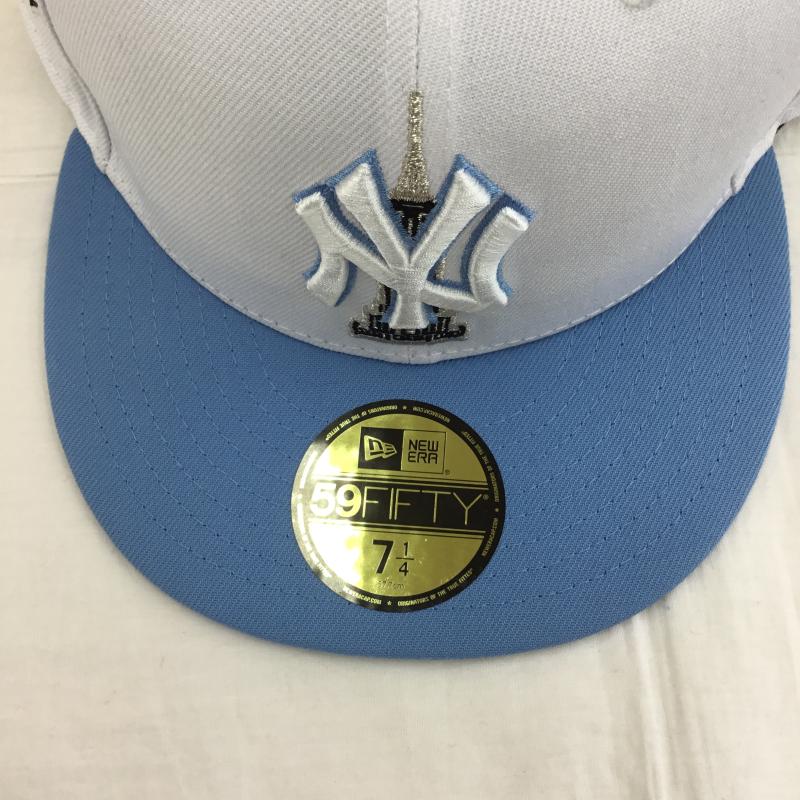 ニューエラ NEW ERA 帽子 キャップ ニューヨークヤンキース　カスタムキャップ ロゴ、文字 白 / ホワイト / X 水色 / ライトブルー / X 銀 / シルバー /  メンズ USED 古着 中古 10129687