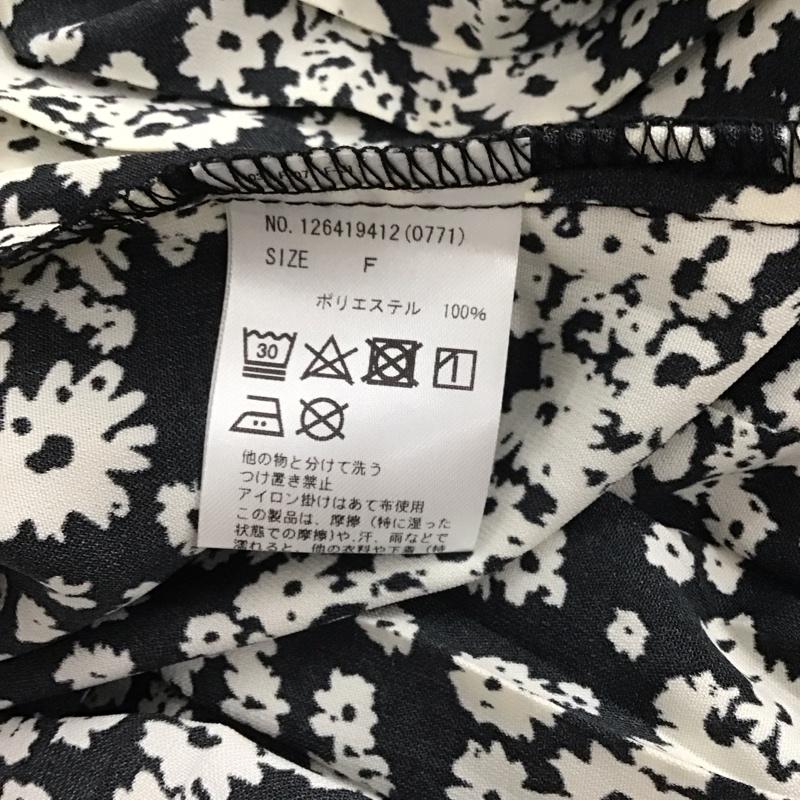 セシルマクビー CECIL McBEE ワンピース ロングスカート 長袖シャツロングワンピース 前開 フレアスカート FREE プリント 白 / ホワイト / X 黒 / ブラック /  レディース USED 古着 中古 10147110