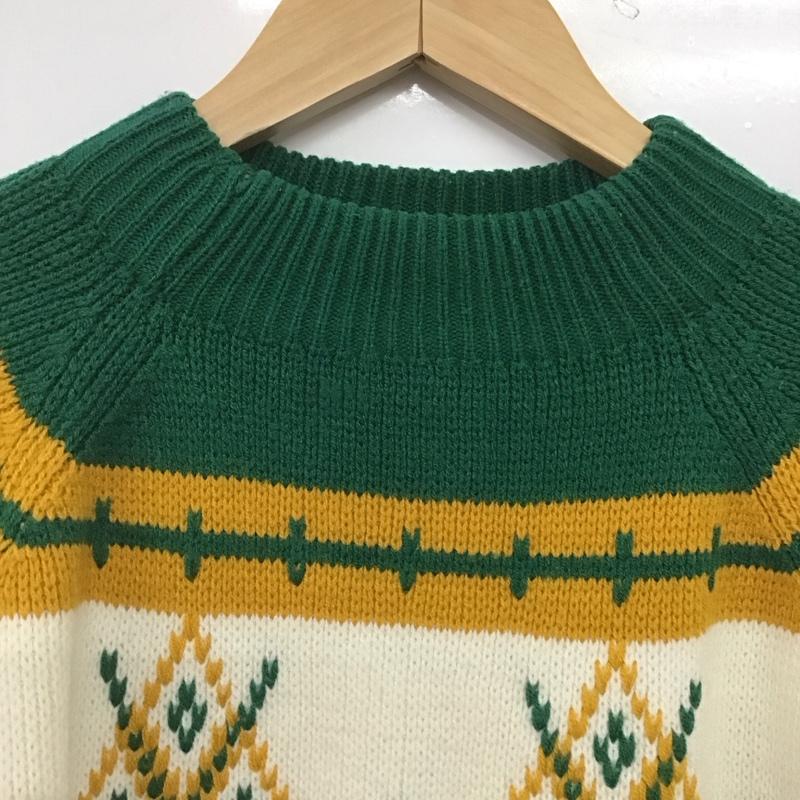 ジェーシーペニー JCPENNEY ニット、セーター 長袖 長袖ニットカットソー クルーネック セーター 80s L プリント 緑 / グリーン /  メンズ USED 古着 中古 10144778
