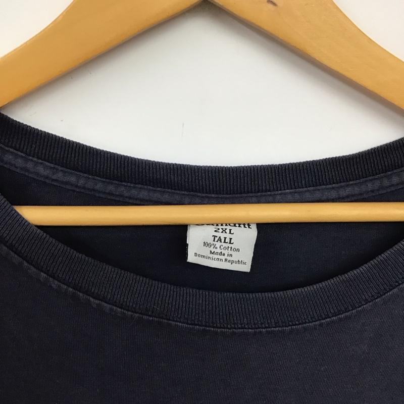 カーハート Carhartt Tシャツ 半袖 半袖カットソー プリントTシャツ クルーネックカットソー XXL ロゴ、文字 紺 / ネイビー /  メンズ USED 古着 中古 10150343